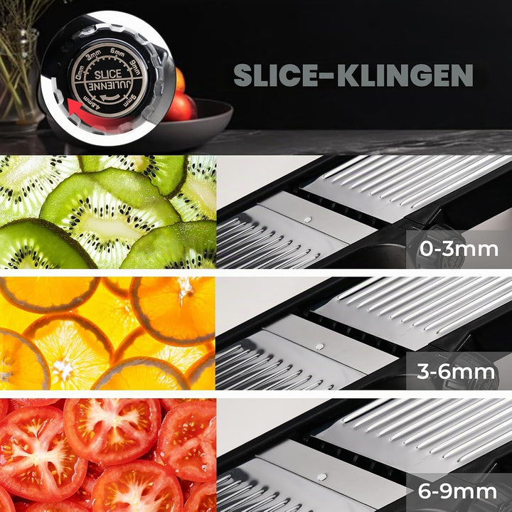 Mandoline Gemüsehobel 5-in-1 verstellbar aus Edelstahl, Multifunktionaler Gemüseschneider mit ultras