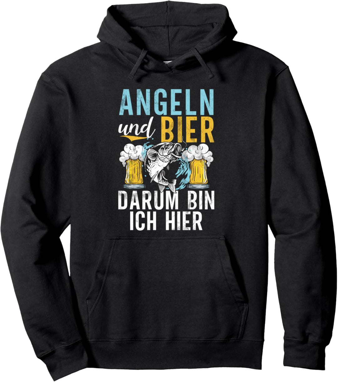 Angeln und Bier Spruch Lustiges Karpfen Forelle Angelzubehör Pullover Hoodie