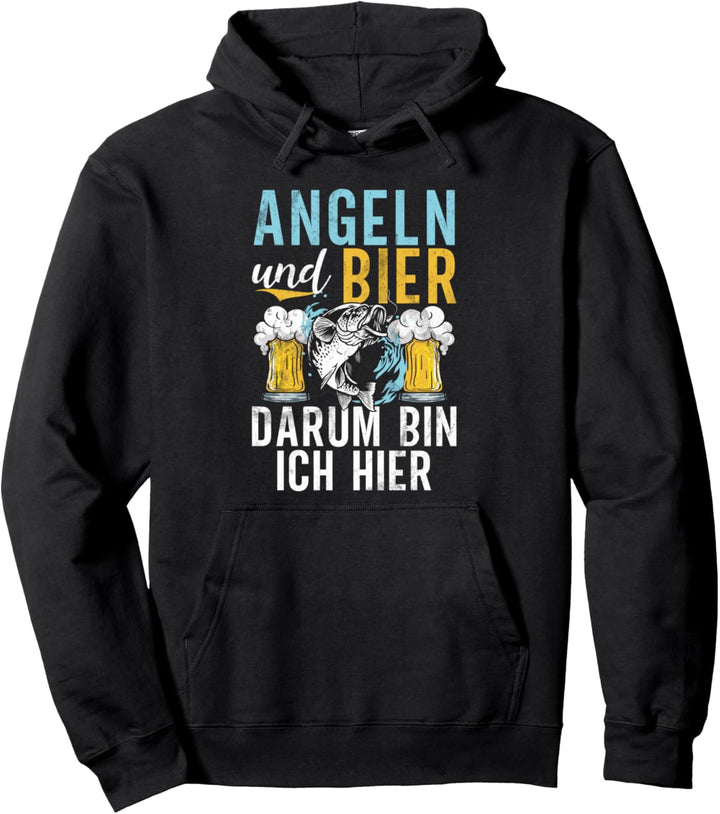 Angeln und Bier Spruch Lustiges Karpfen Forelle Angelzubehör Pullover Hoodie