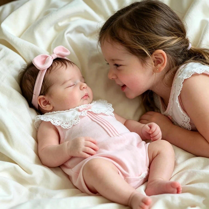 Zero pam Reborn Baby Vollsilikon Lebensecht Mädchen, 50CM Reborn Baby Mädchen, Silikon Puppe Mit Haa
