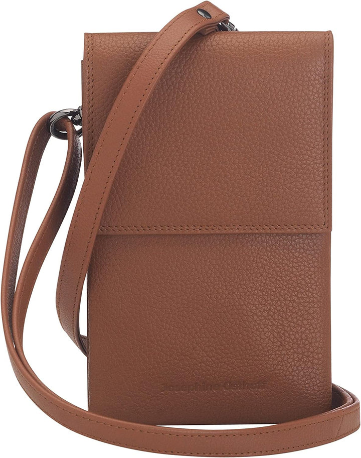 Josephine Osthoff Handy Umhängetasche mit Karten- und Sichtfach, handgemacht aus 100% Echtleder, Cro