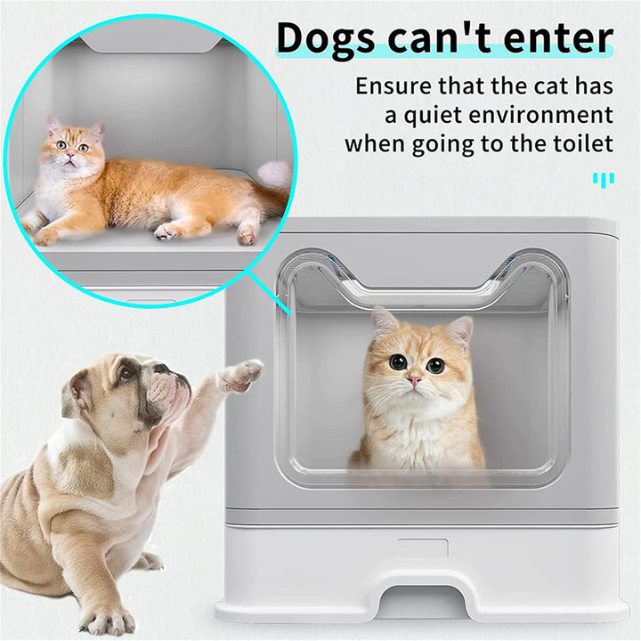 Homewell Katzentoilette mit Deckel und Schaufel, Katzenklo Schrank Schublade Design, Multifunktional