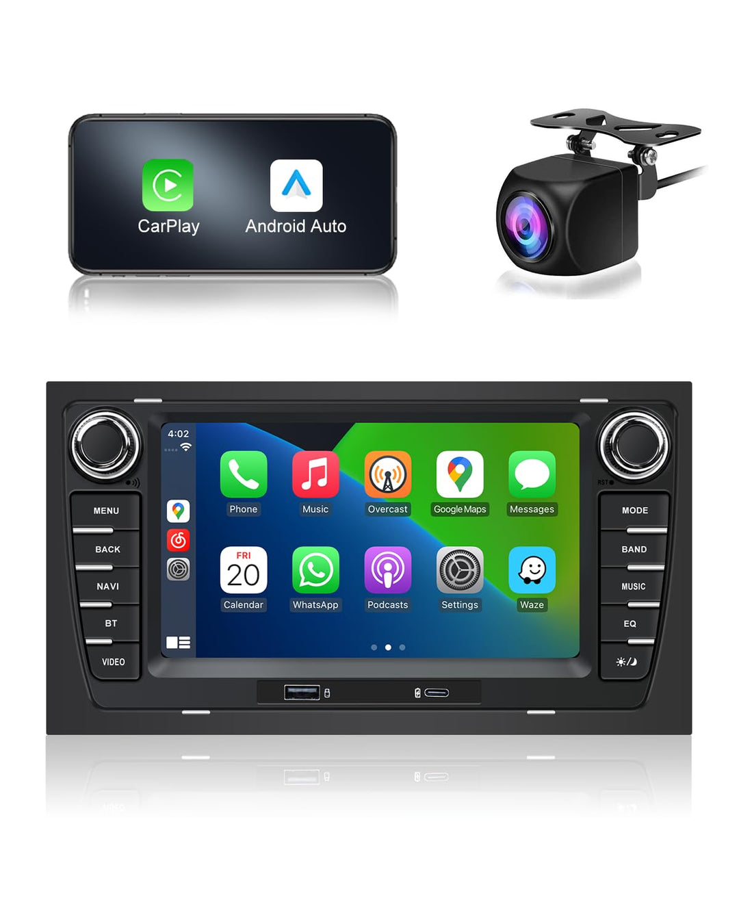 Autoradio für Audi A4 B6 S4 RS4 (2001-2008) / Seat Exeo (2008–2013) mit 7 Zoll Bildschirm Wireless C
