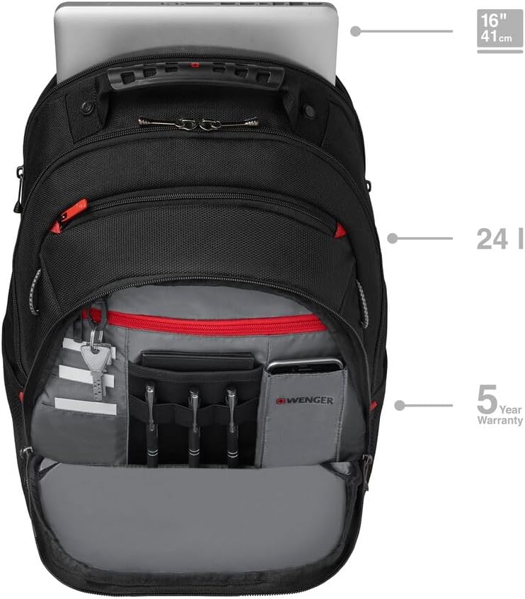 WENGER Legacy Laptop-Rucksack, Notebook bis 16 Zoll, 24 l, Damen Herren, Business Uni Schule Reisen,
