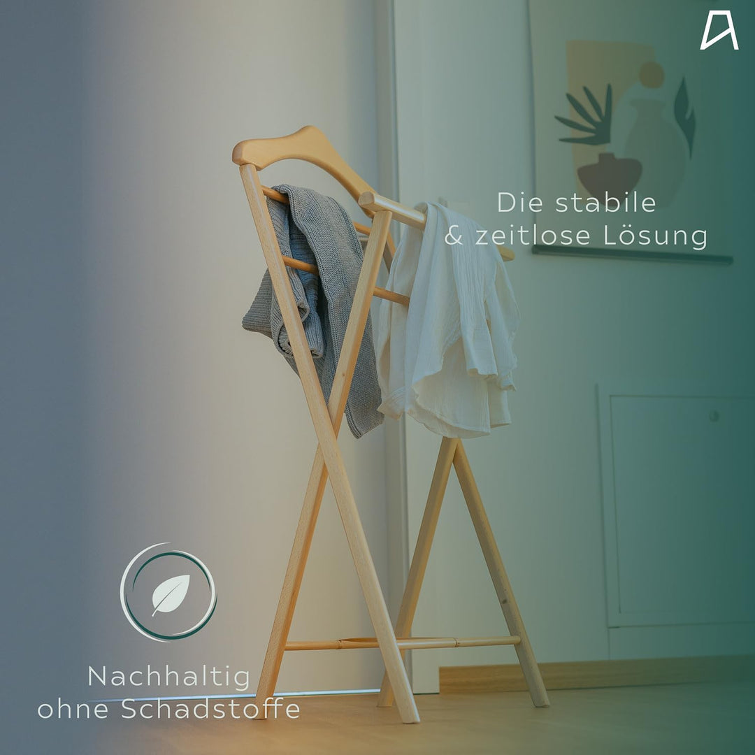 Stummer Diener aus Massiv Holz - klappbarer Herrendiener und Butler - fertig montierter Damendiener