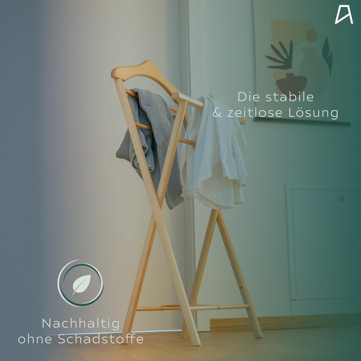 Stummer Diener aus Massiv Holz - klappbarer Herrendiener und Butler - fertig montierter Damendiener