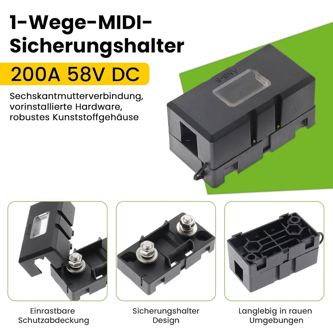 1,5m 10mm² Batteriekabel mit MIDI-Sicherungshalter Schraubklemmenanschluss auf M8 1.5m 10mm², 1.5m 1