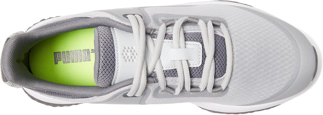 PUMA Herren Fusion Grip Extra Breit Golfschuh 41 EU Weit Flacher Hellgrau Puma Silber Leiser Schirm,