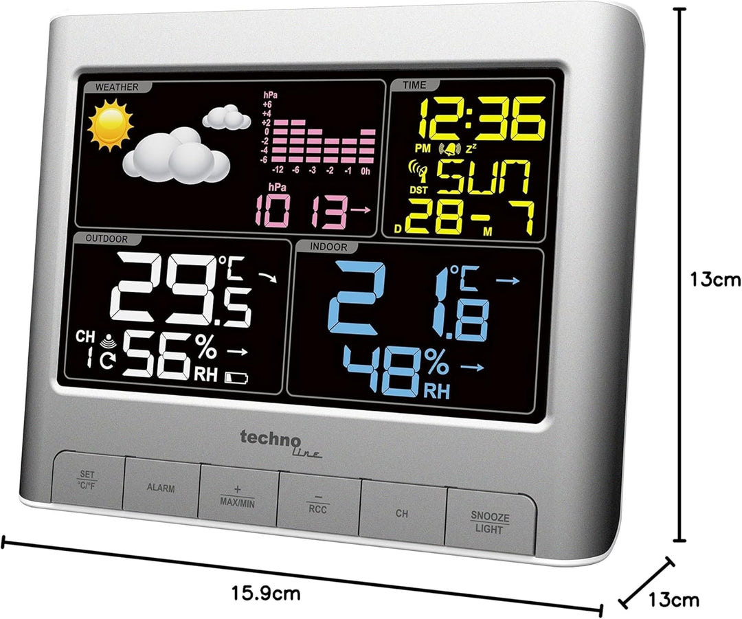 Technoline WS6449 WS 6449 moderne Wetterstation mit LED-Anzeige, sowie Temperatur- und Luftdruckanze