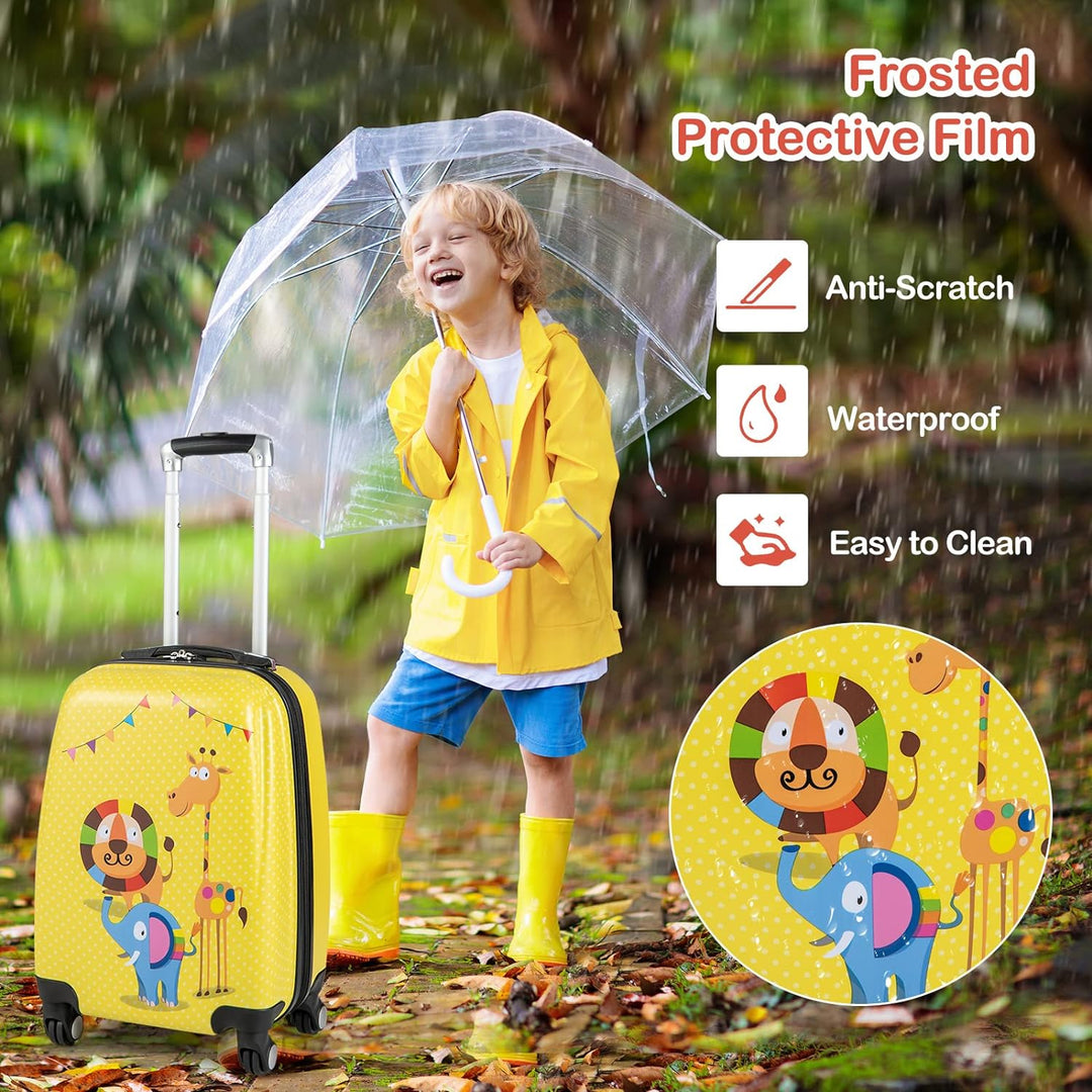 GOPLUS Kinderkoffer mit Rucksack, Kids Trolley, Kindergepäck mit Rollen, Reisekoffer mit Teleskopgri