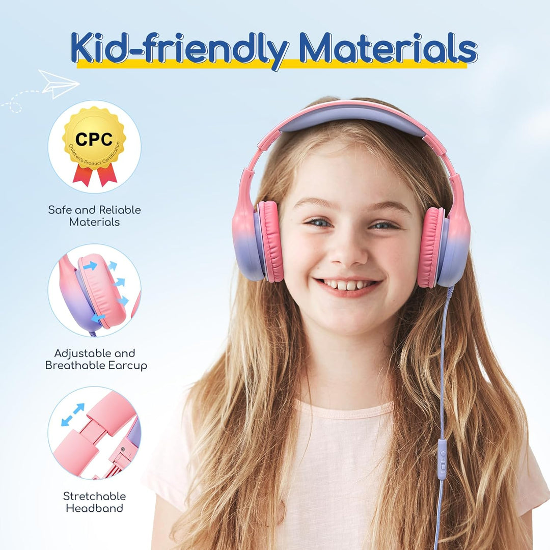 EarFun Kinder Kopfhörer, Kopfhörer Kinder USB C, 85/94dB Lautstärkenbegrenzer, HiFi Klang, faltbar,
