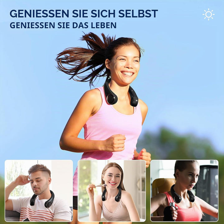 Morelax Tragbarer Hals Ventilator,4000 mAh Batteriebetriebener Tragbarer Persönlicher Ventilator,USB