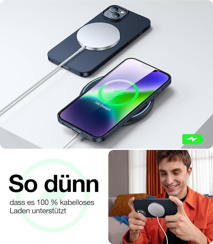 TORRAS Extrem Dünn für iPhone 14 Hülle (Nie Staub & Fusseln anhaftend) mit [2 * 9H Schutzglas] Unzer