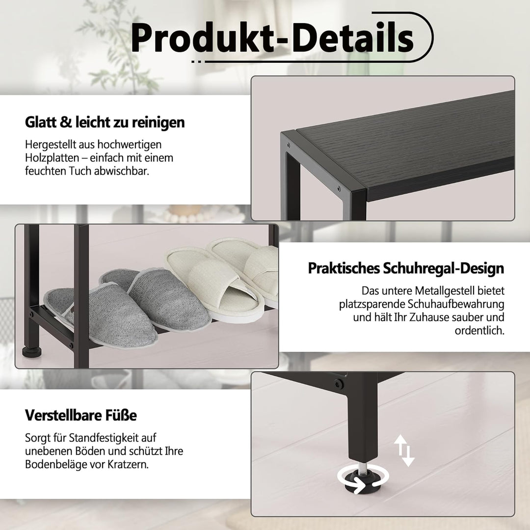 Schmaler Beistelltisch, Nachttisch, 2er Set, 3 Ablagen Nachttisch Schmal mit Stauraum, sofa beistell