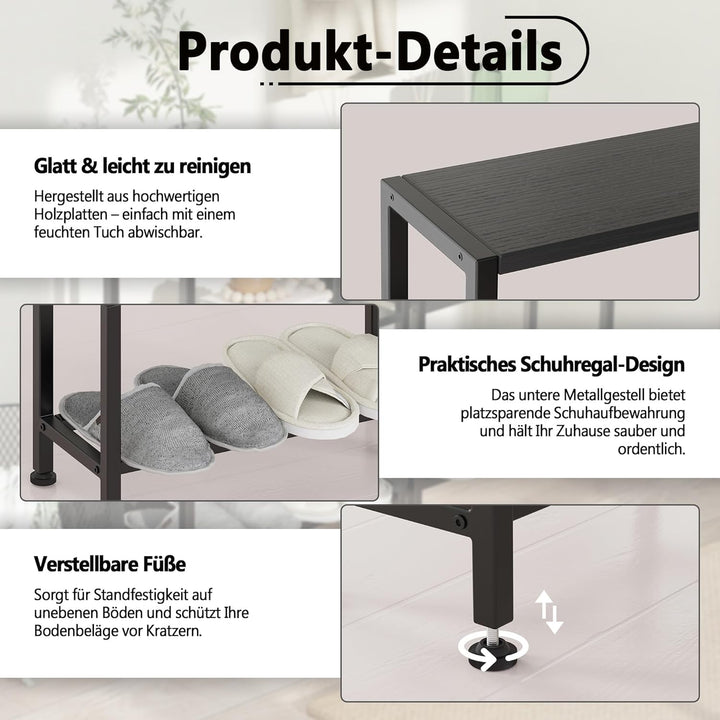 Schmaler Beistelltisch, Nachttisch, 2er Set, 3 Ablagen Nachttisch Schmal mit Stauraum, sofa beistell