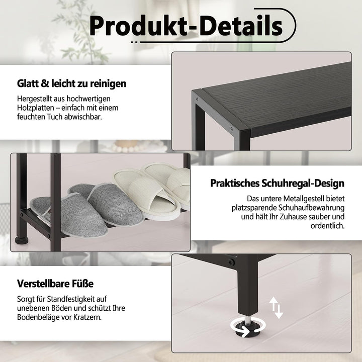 Schmaler Beistelltisch, Nachttisch, 3 Ablagen Nachttisch Schmal mit Stauraum, Sofa beistelltisch für