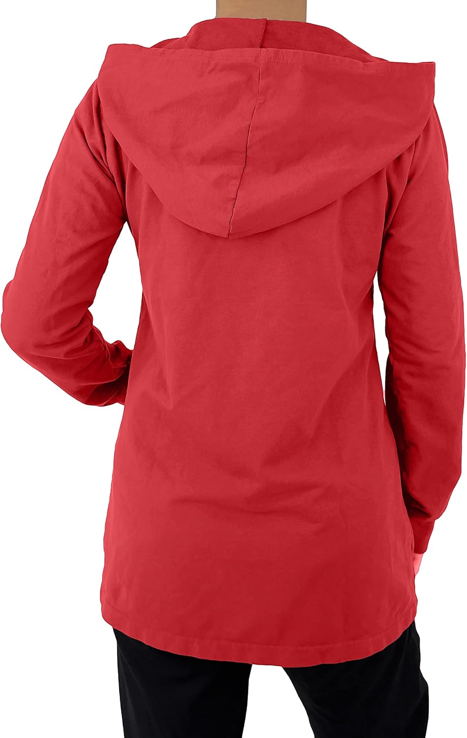 JOPHY & CO. Langes Sweatshirt für Frauen mit Kapuze, Reissverschluss und Taschen (cod. 9047) M Rot,