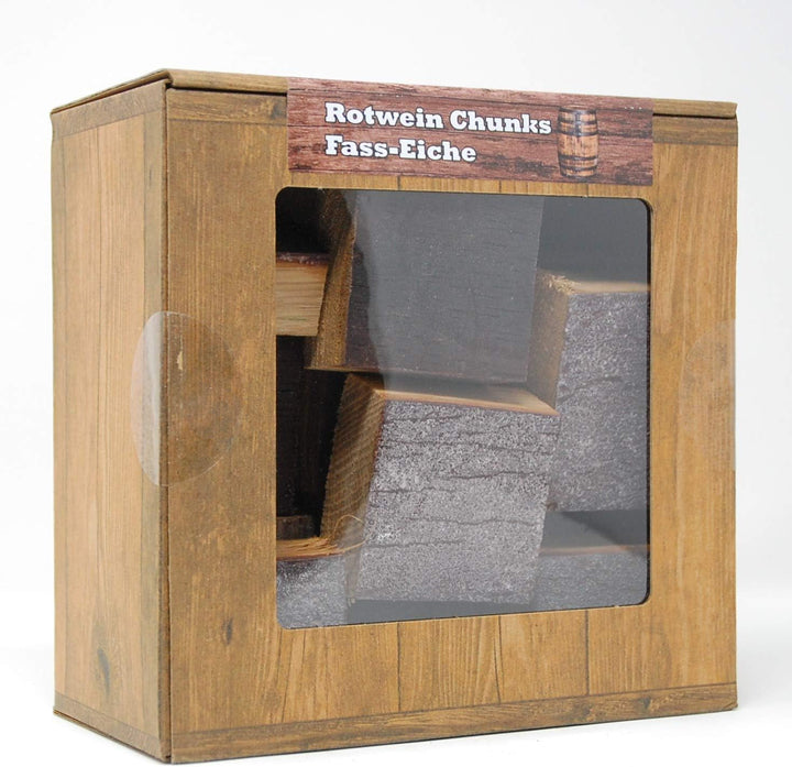 Rotwein Chunks Fass-Eiche, Box 1,5 Kg von Landree® BBQ Smokerholz vom Original-Fass für das besonder