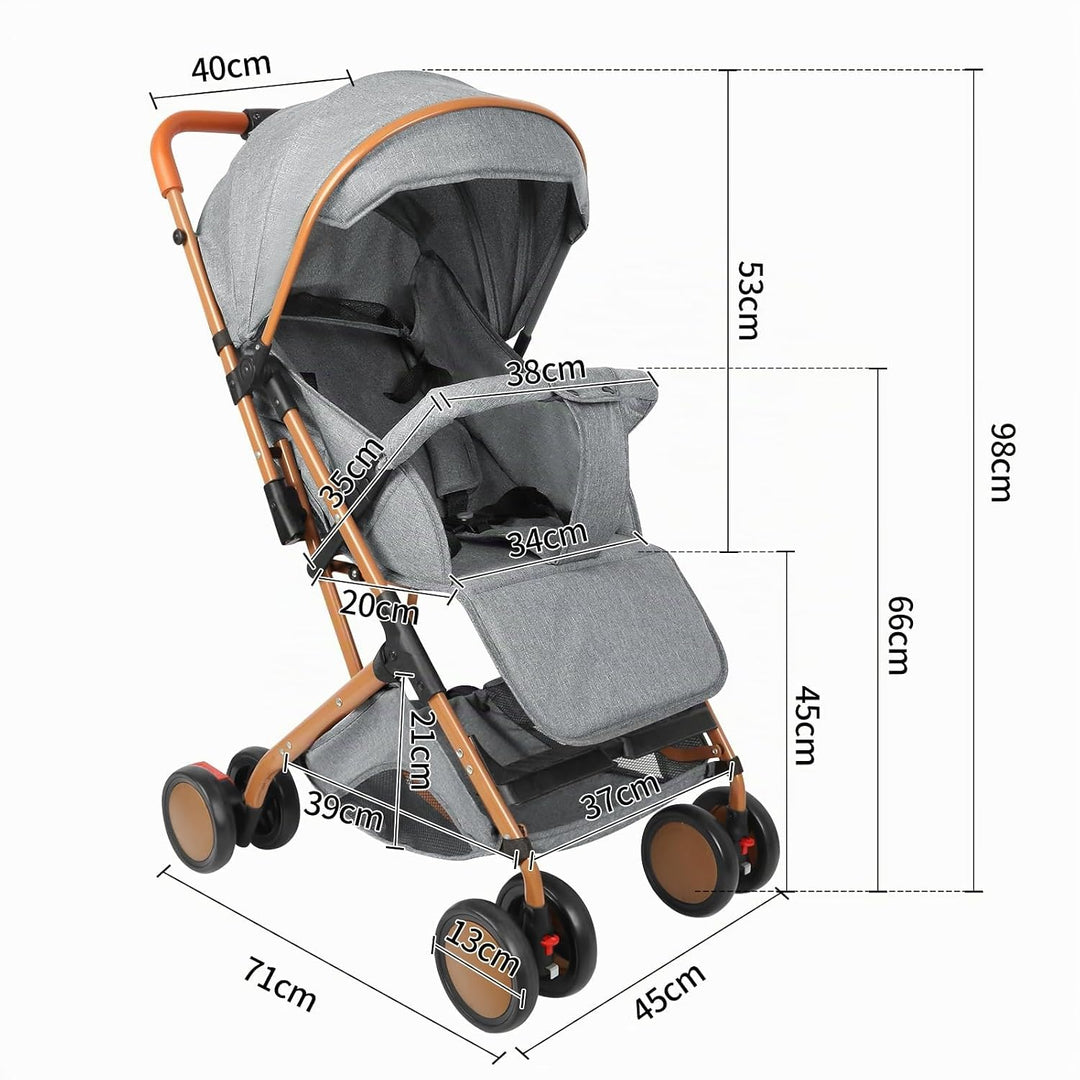 OHMG Kinderwagen, 25 kg, 0-4 Jahre, faltbar, Liegeposition, Arand-Korb, Schnellfaltsystem, Moskitone