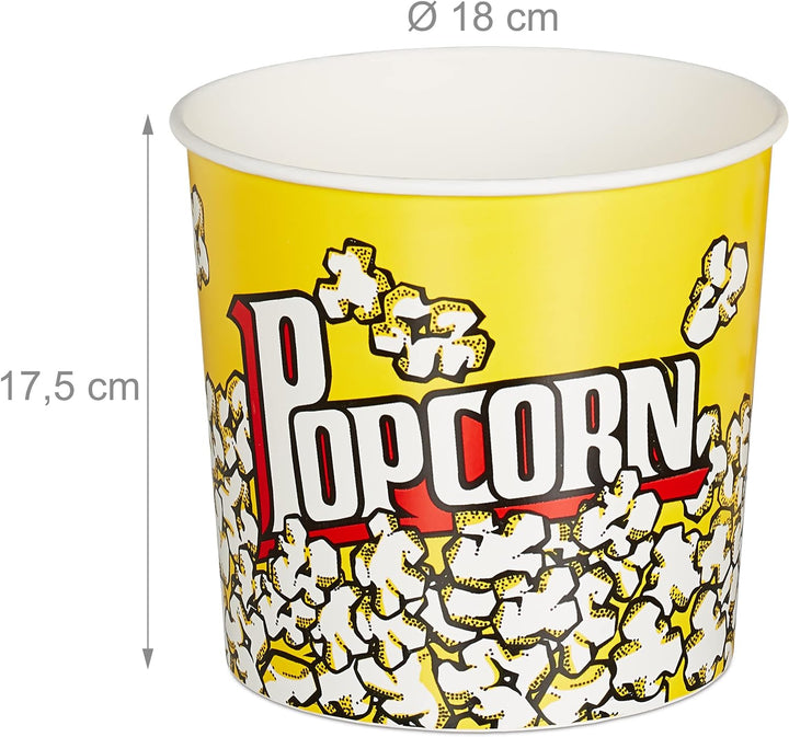 Relaxdays 24 x Popcorn Eimer, Popcorn Behälter Kunststoff, Popcornkübel wiederverwendbar, 2,8 l, Ret