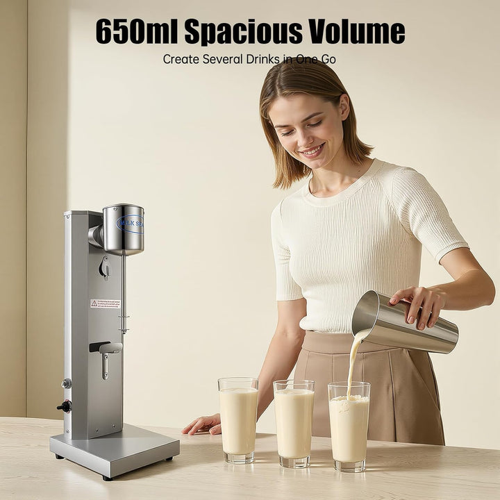 Standmixer, 650ML Elektrisch Milchshakemaschine Eiweissshaker Barmixer Cocktailshaker, Milch Einkopf