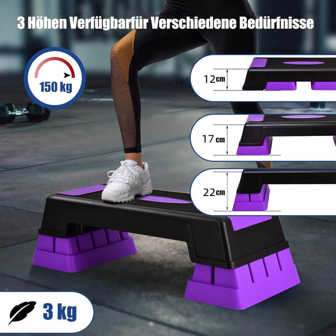 GOPLUS Aerobic Steppbrett, Rutschfestes Trainingsbrett mit 3 Einstellbare Höhen, Multifunktionales S