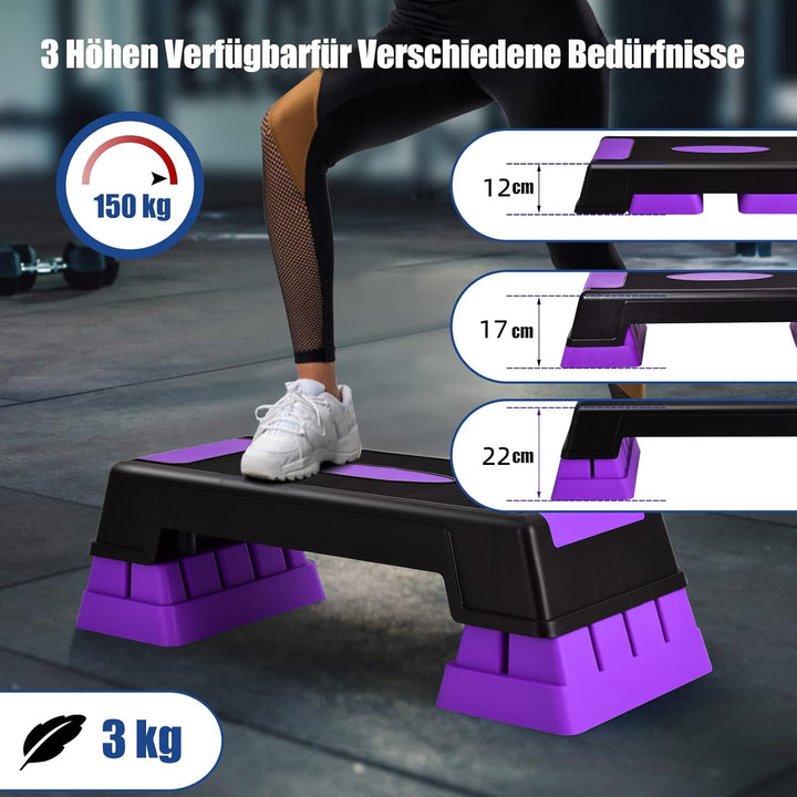 GOPLUS Aerobic Steppbrett, Rutschfestes Trainingsbrett mit 3 Einstellbare Höhen, Multifunktionales S