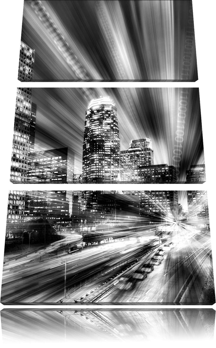 Pixxprint Monocrome, Los Angeles Matrix 3-Teiler Leinwandbild 120x80 Bild auf Leinwand