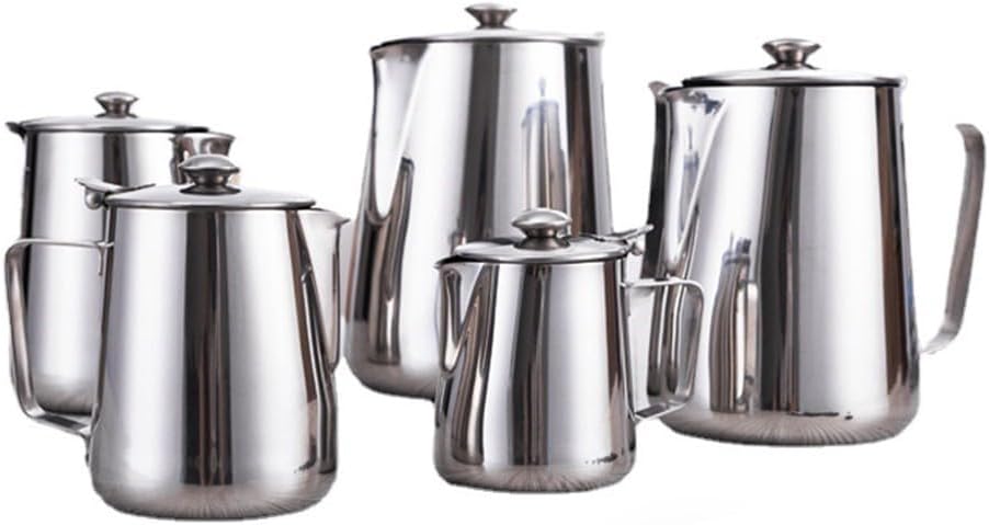 Milchaufschäumkrug, 350–2000 ml, Milchkännchen mit Deckel, Kaffeekessel, Milchaufschäumkrug, Krug, E