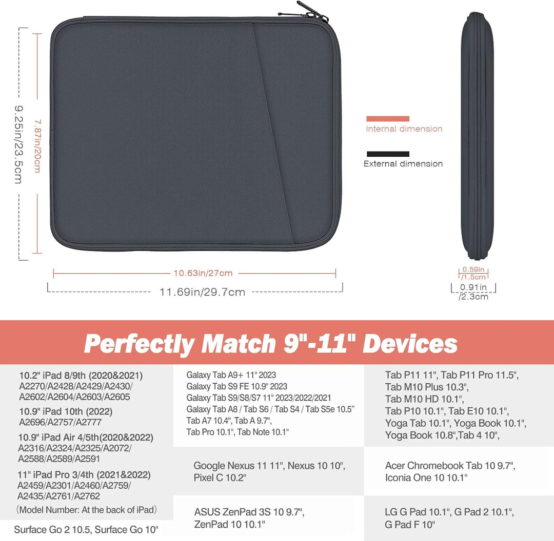 MoKo 9-11" Tablet Tasche Hülle Kompatibel mit iPad Pro 11 M4 2024/11 Zoll iPad Air M2 2024/iPad 10th