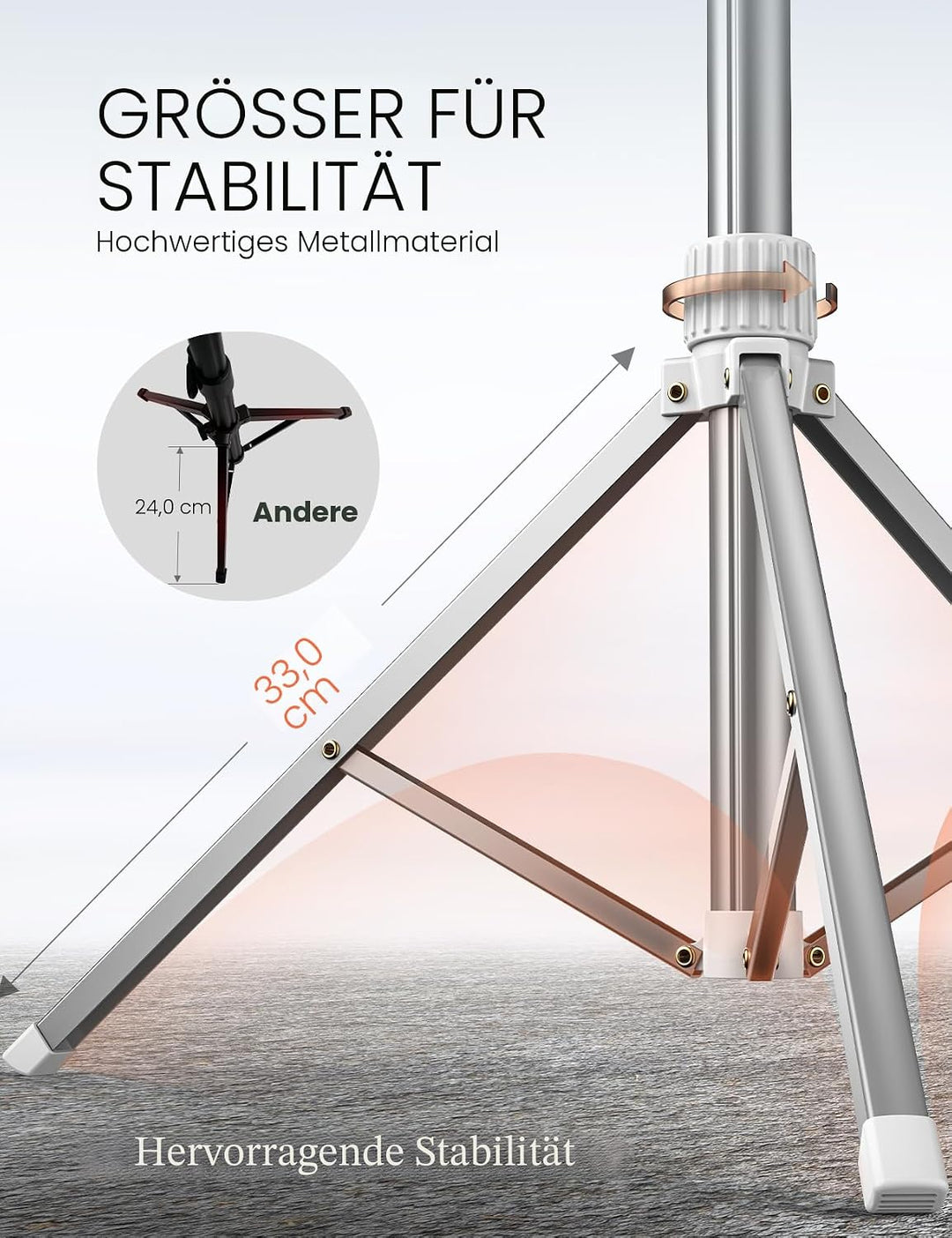 180cm Handy Stativ für Smartphone Weiss mit Fernauslöser | Stabiles Erweiterbarer Aluminium Stangen