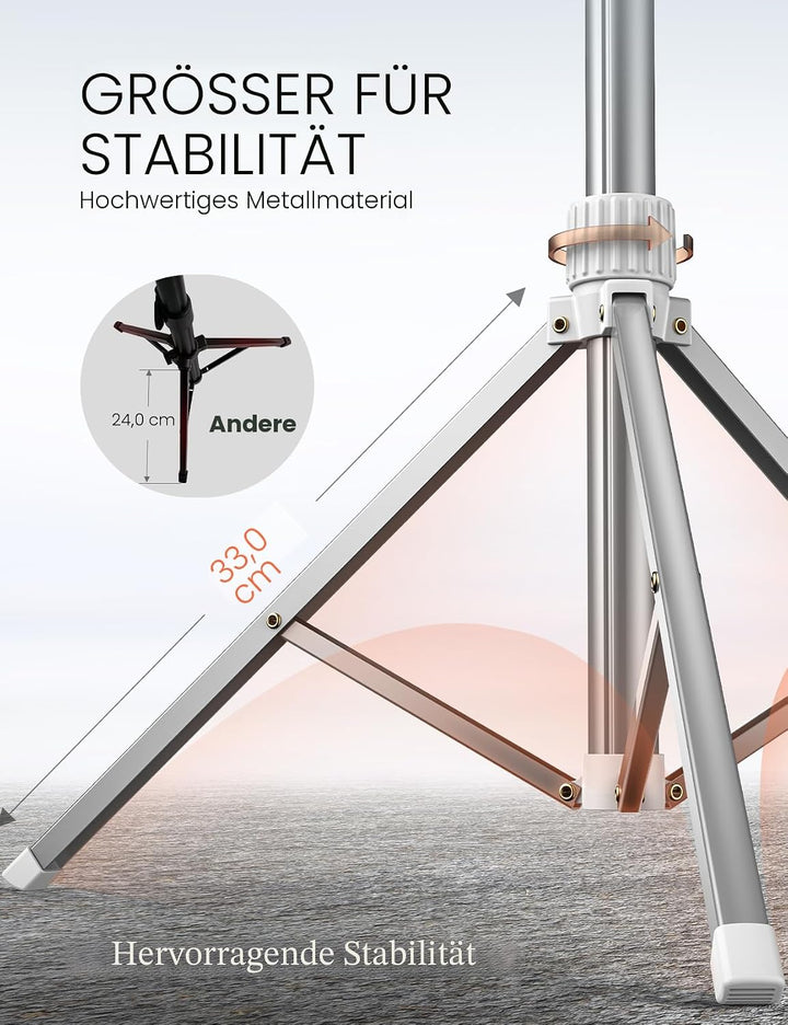 180cm Handy Stativ für Smartphone Weiss mit Fernauslöser | Stabiles Erweiterbarer Aluminium Stangen