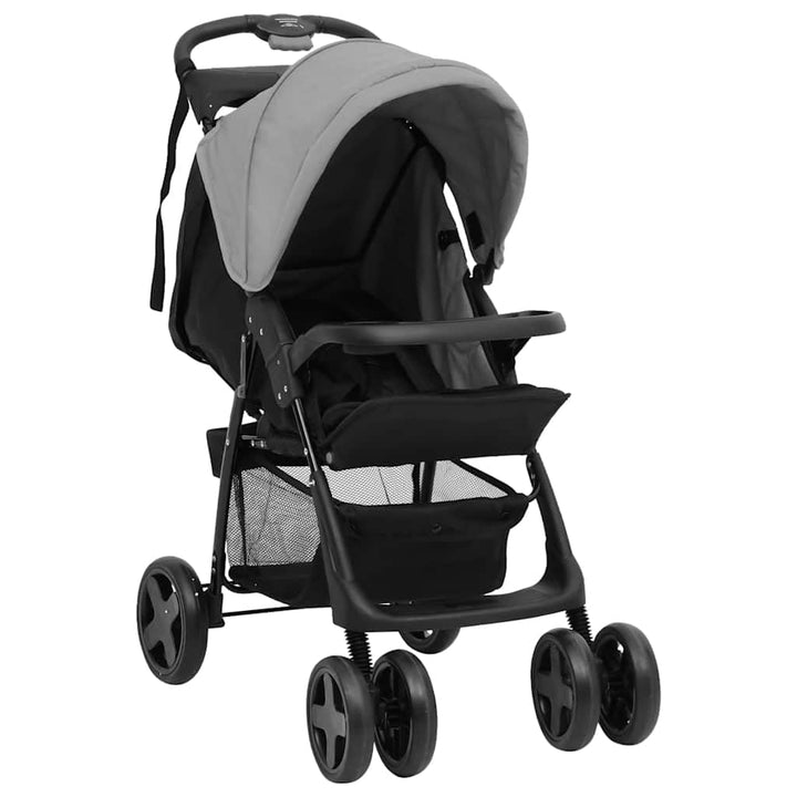 vidaXL 3-in-1 Kinderwagen Hellgrau und Schwarz Stahl, Grau