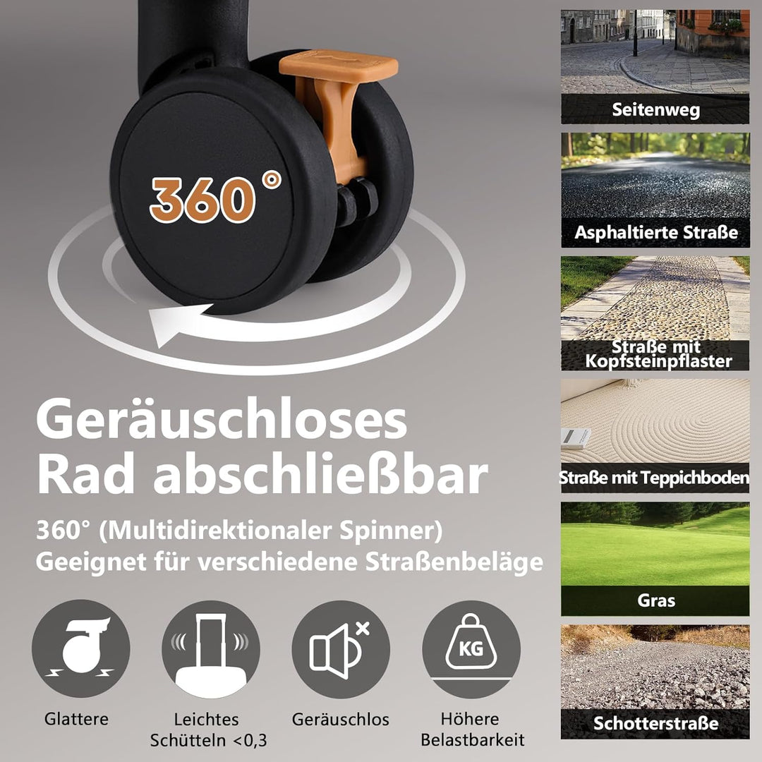 Joyway Koffer Trolley Reisekoffer von ABS Hartschalen Trolley mit Getränkehalter und 4 Rollen TSA Sc
