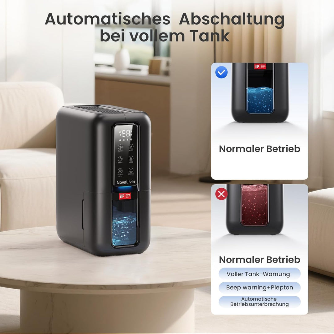 Raumentfeuchter Luftentfeuchter mit 2L Wassertank und Feuchtigkeitsabsorber, Automatische Abschaltun