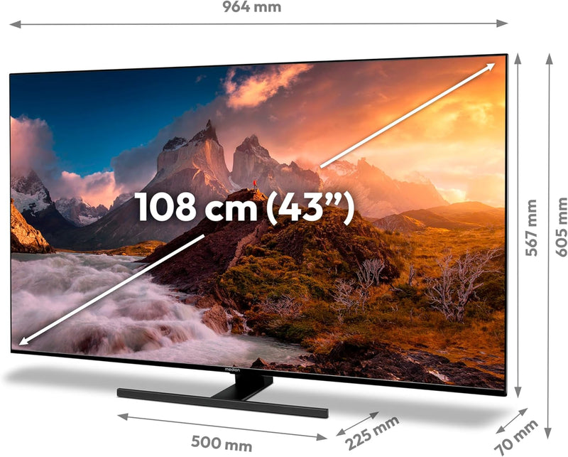 MEDION X14307 (MD 31170) 108 cm (43 Zoll) QLED Fernseher (Android TV, 4K, Dolby Vision HDR, Dolby At