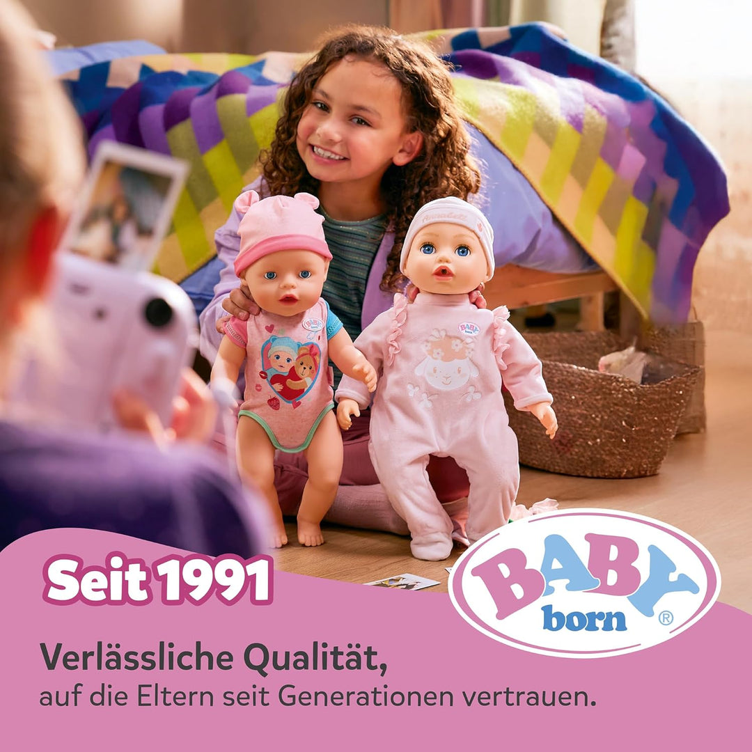 Baby Born Glam-Outfit mit pinkem Pailletten-Rock &amp; Jacke, Shirt mit Teddydruck, Cap &amp; Leggins für 43