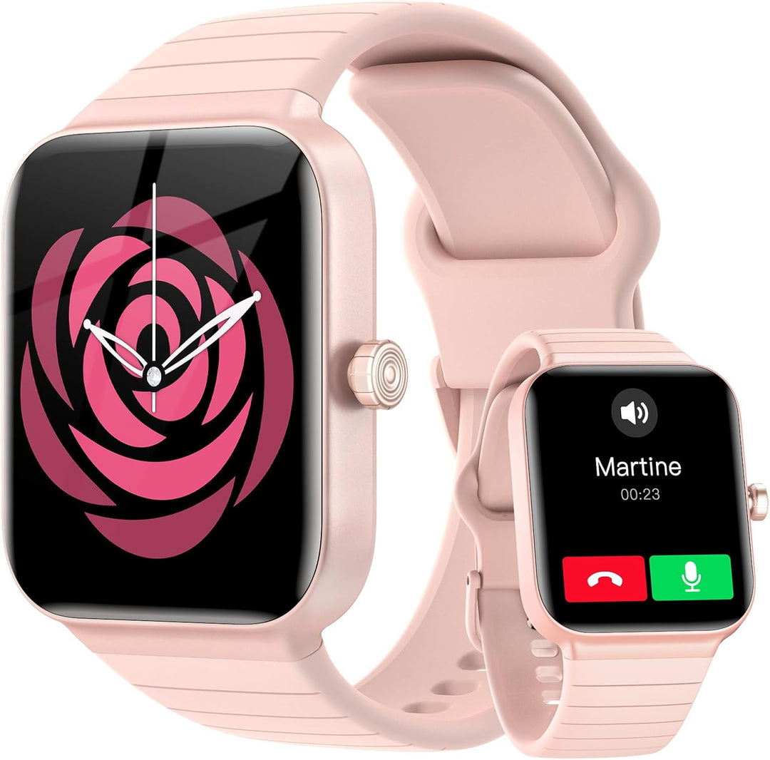Smartwatch Damen mit Telefonfunktion Alexa Integriert - Fitnessuhr 100+ Sportmodi - Armbanduhr 1,8 Z
