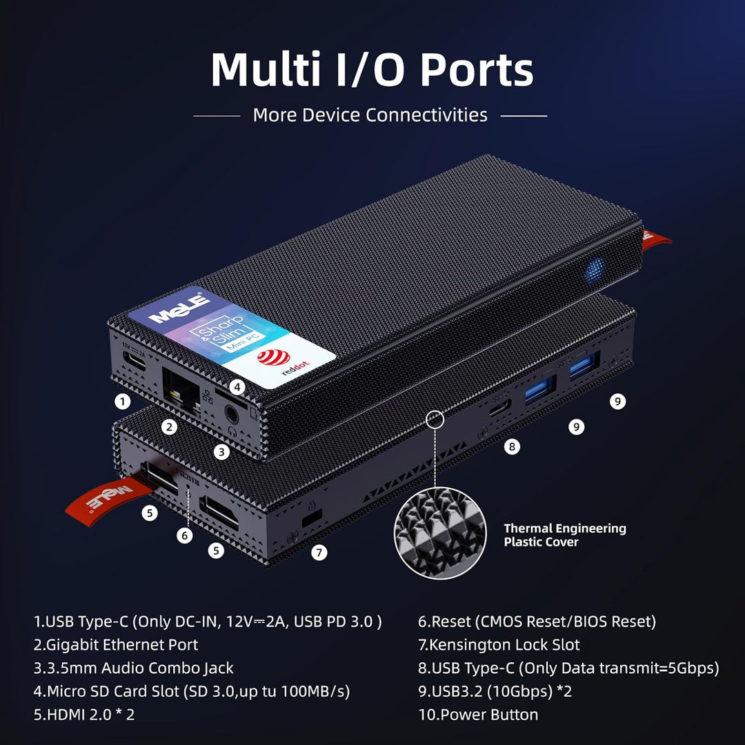 MeLE PCG02 Pro Mini PC Stick Celeron N5105(bis zu 2.9GHz) 8GB 128GB Micro Computer Lüfterloser Klein