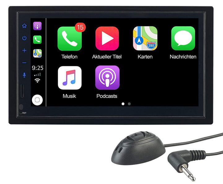 Doppel DIN Carplay: 2-DIN-Autoradio mit Apple CarPlay, Freisprechfunktion, 17,1-cm-Display (Doppeldi