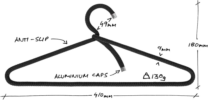 Peppermint Products Rope Hanger | 3er Textil-KLEIDERBÜGEL-Set aus Seil | Rutschfester Designer-Bügel