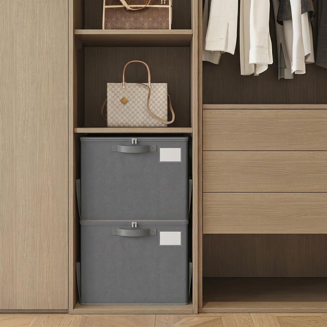 Varhomax Schuhorganizer-Box 2er-Set für Schrank | Stoff-Aufbewahrungsbox mit verstellbaren Trennwänd