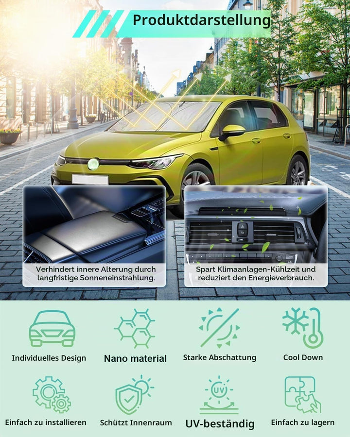 GAFAT Kompatibel mit VW Golf 8 MK8 GTI GTE GTD R 2020-2023 Sonnenschutz Frontscheibe Innen, Windschu