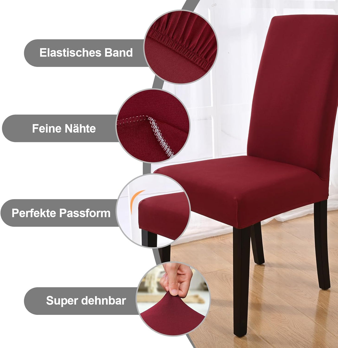 Yugarlibi Stuhlhussen 6er Set Stretch Stuhlhussen Schwingstuhl Elastische Hussen Stuhlbezug Abnehmba