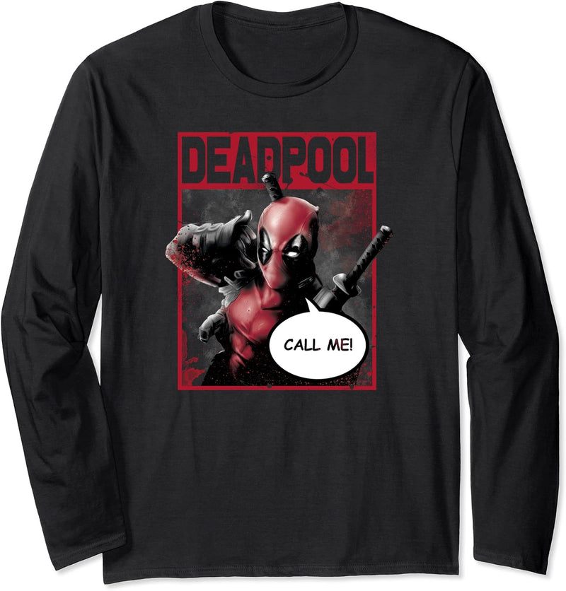 Marvel Deadpool CALL ME! Hand Gesture Wink Langarmshirt