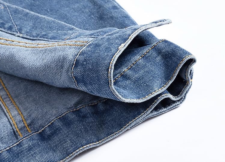 Herren Denim Westen Zerrissen Casual Ärmellos Biker Fashion Jeansweste, Blau
