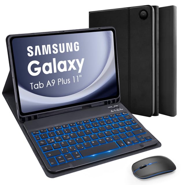 SOPPY Tastaturhülle mit Maus für Samsung Galaxy Tab A9 Plus 2023/Tab A11 Plus 2025 11 Zoll (SM-X210/