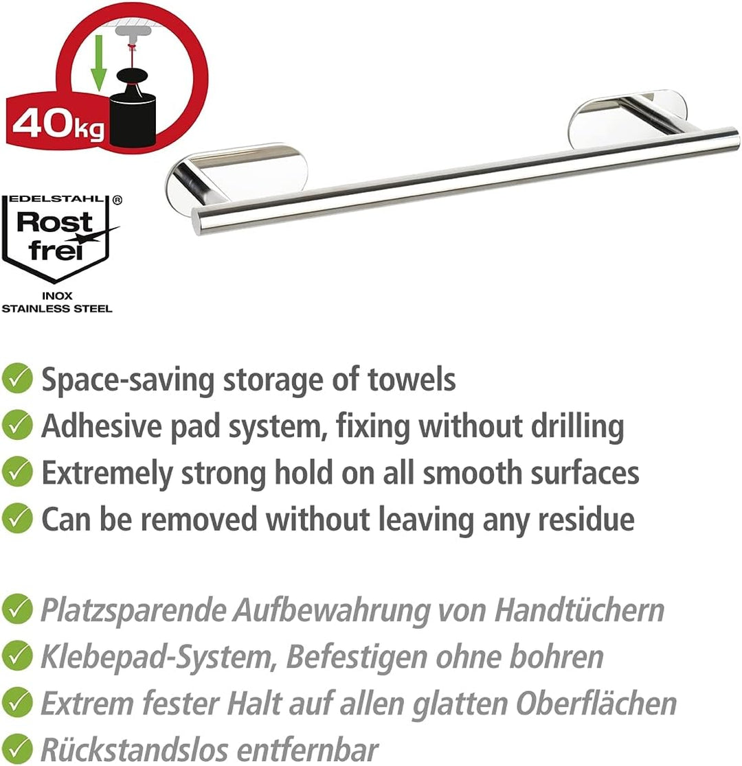 WENKO Badetuchstange Mod. Orea Shine einfache Montage ohne Bohren Lange Handtuchstange aus hochwerti