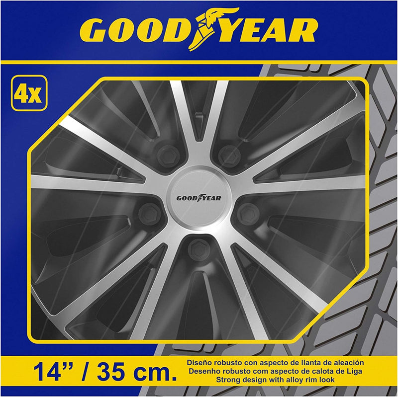 GOODYEAR GOD9053 Zweifarbig Auto Radkappen Monaco 14", Schwarzes/Silber MONACO 14" SCHWARZ/SILBER, M