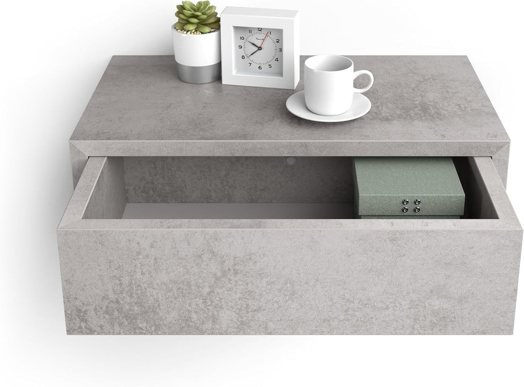 MOBILI FIVER, Riccardo Nachttisch, Grauer Beton, Made In Italy, Grauer Beton